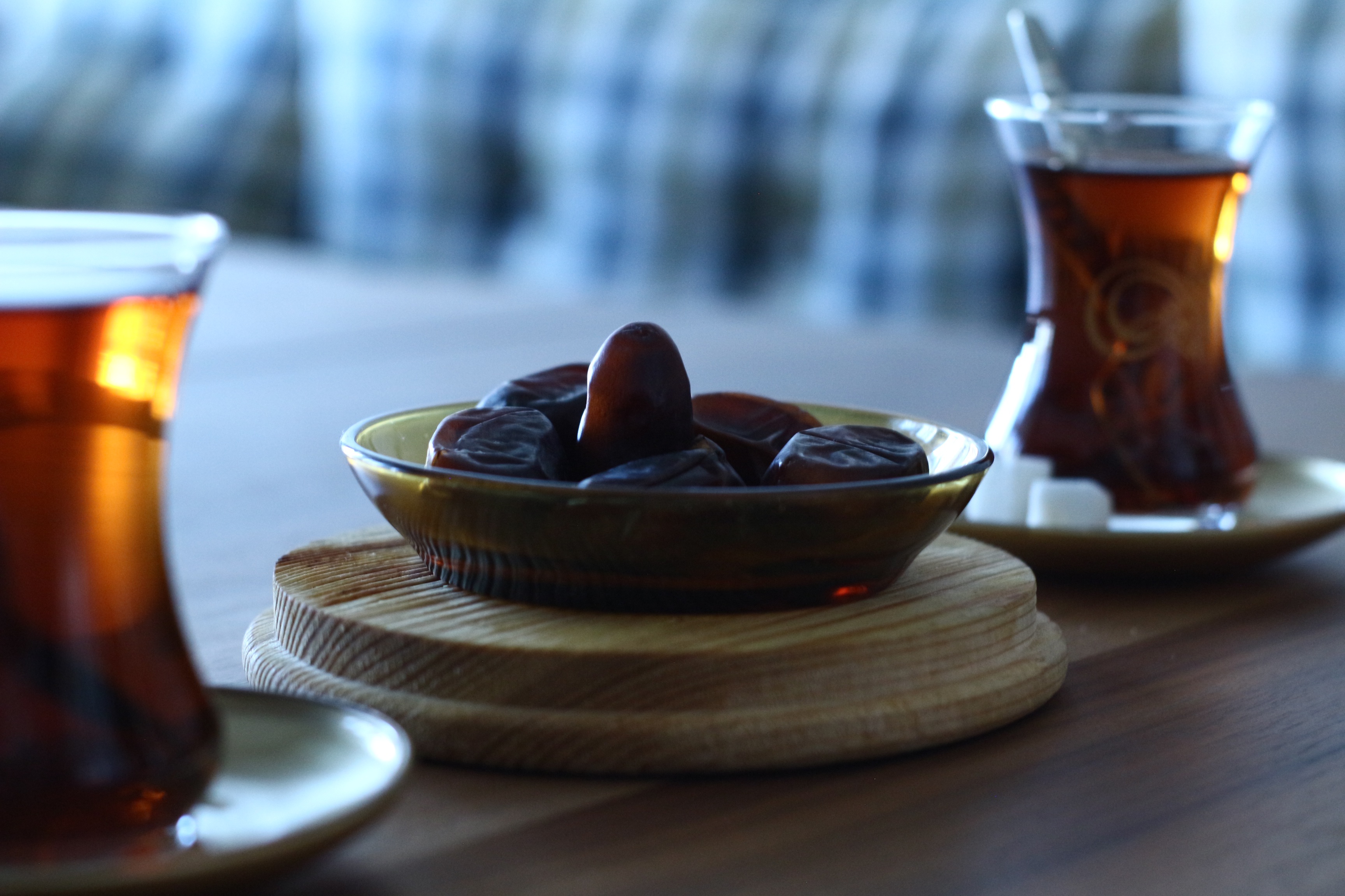 Breaking fast with dates and water, a moment of gratitude.