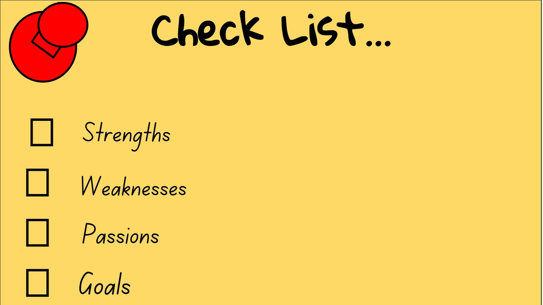 Checklist for self-reflection to choose a career.